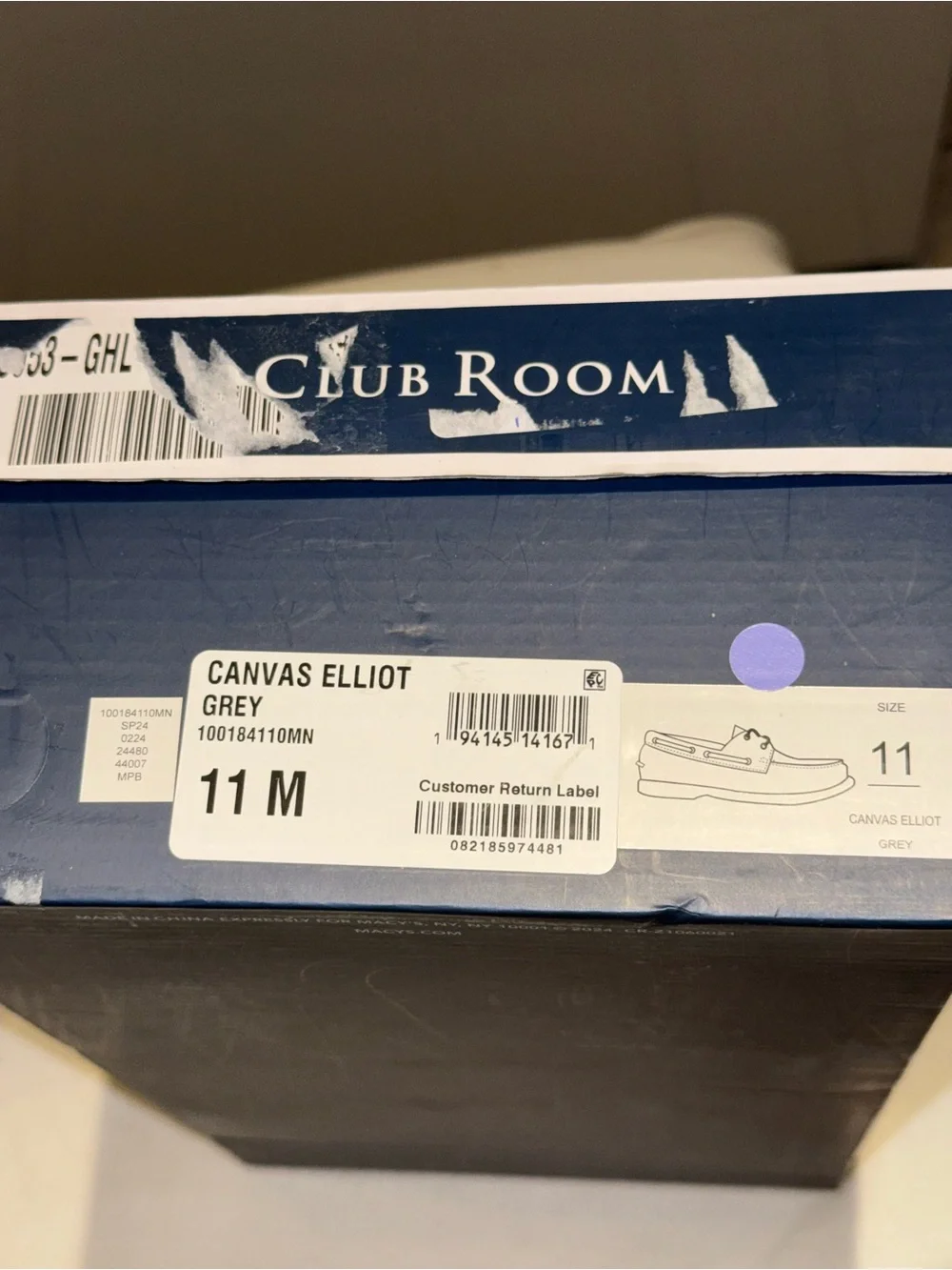 Club Room Taupe Canvas Men’s Boat Shoes with White Laces